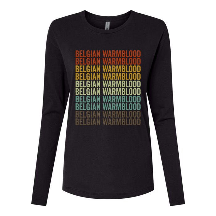 Belgian Warmblood Horse Retro Womens Cotton Relaxed Long Sleeve T-Shirt