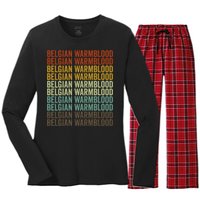 Belgian Warmblood Horse Retro Women's Long Sleeve Flannel Pajama Set 