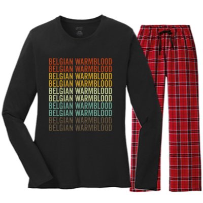 Belgian Warmblood Horse Retro Women's Long Sleeve Flannel Pajama Set 