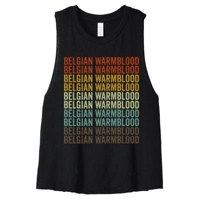 Belgian Warmblood Horse Retro Women's Racerback Cropped Tank