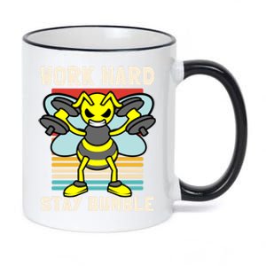 Bee Work Hard Stay Bumble Weightlifting Bees Gym Pun Humble Gift 11oz Black Color Changing Mug