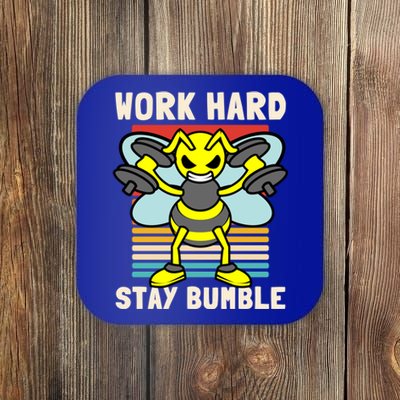 Bee Work Hard Stay Bumble Weightlifting Bees Gym Pun Humble Gift Coaster