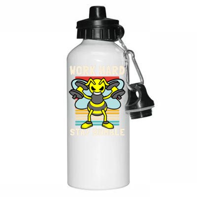 Bee Work Hard Stay Bumble Weightlifting Bees Gym Pun Humble Gift Aluminum Water Bottle