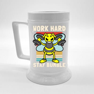 Bee Work Hard Stay Bumble Weightlifting Bees Gym Pun Humble Gift Beer Stein