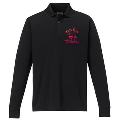 Bitches With Hitches Great Gift Performance Long Sleeve Polo