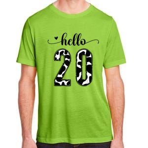 Black White Hello 20 Cow Print 20th Birthday Animal Pattern Adult ChromaSoft Performance T-Shirt