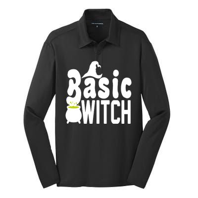 Basic Witch Halloween Funny Silk Touch Performance Long Sleeve Polo