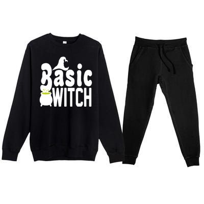 Basic Witch Halloween Funny Premium Crewneck Sweatsuit Set