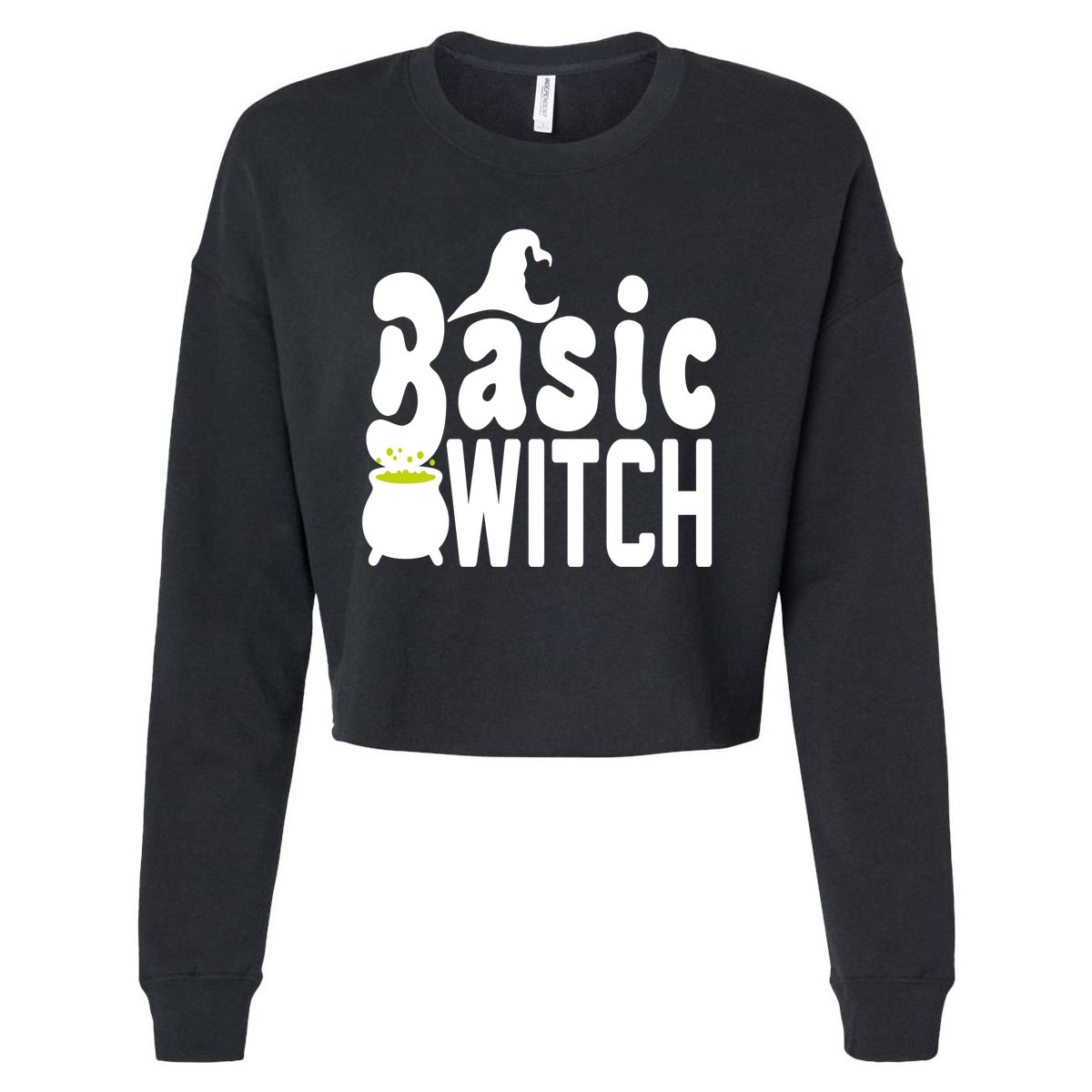 Basic Witch Halloween Funny Cropped Pullover Crew