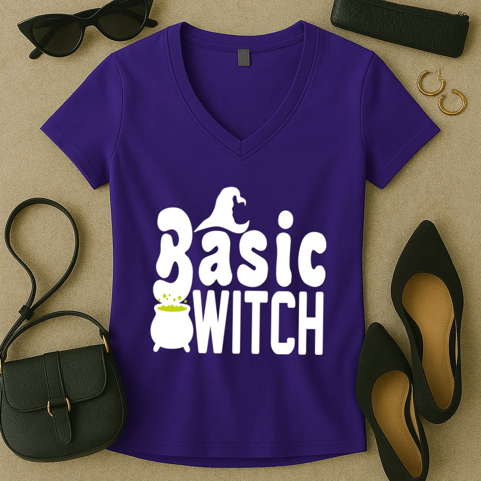 Basic Witch Halloween Funny Women's V-Neck T-Shirt