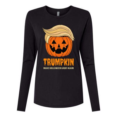 Blonde Wig Halloween Pumpkin Womens Cotton Relaxed Long Sleeve T-Shirt