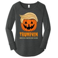 Blonde Wig Halloween Pumpkin Women's Perfect Tri Tunic Long Sleeve Shirt