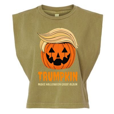 Blonde Wig Halloween Pumpkin Garment-Dyed Women's Muscle Tee