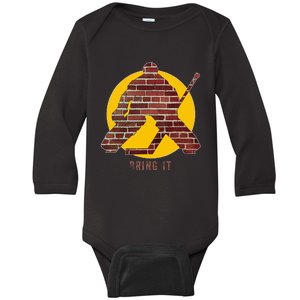 Brick Wall Hockey Goalie Baby Long Sleeve Bodysuit