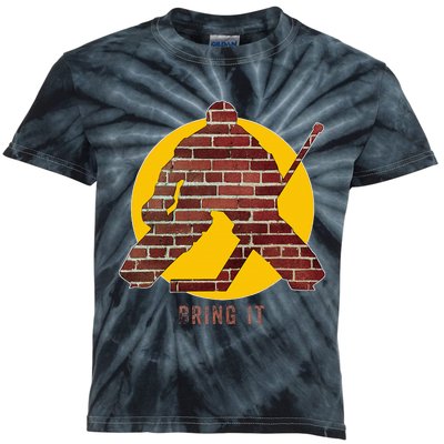 Brick Wall Hockey Goalie Kids Tie-Dye T-Shirt