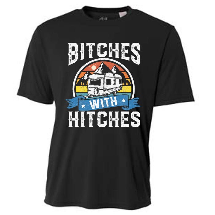 Bitches With Hitches Funny Camper Rv Camping Gift Cooling Performance Crew T-Shirt