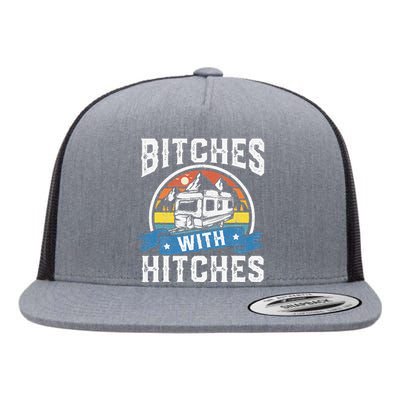 Bitches With Hitches Funny Camper Rv Camping Gift Flat Bill Trucker Hat