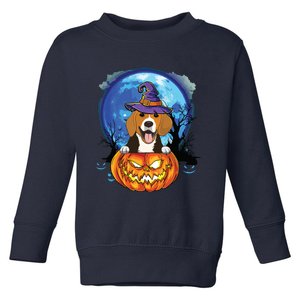 Beagle Witch Hat Pumpkin Scary Halloween Dog Lovers Toddler Sweatshirt