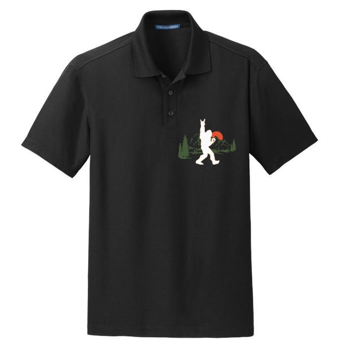 Bigfoot Walking in The Forest Vintage Sasquatch Dry Zone Grid Polo