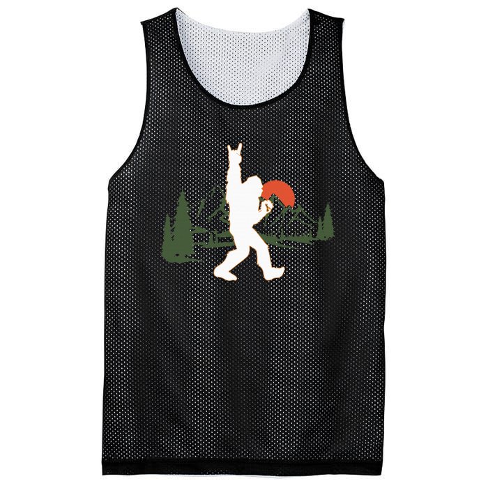 Bigfoot Walking in The Forest Vintage Sasquatch Mesh Reversible Basketball Jersey Tank