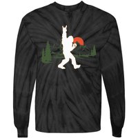 Bigfoot Walking in The Forest Vintage Sasquatch Tie-Dye Long Sleeve Shirt