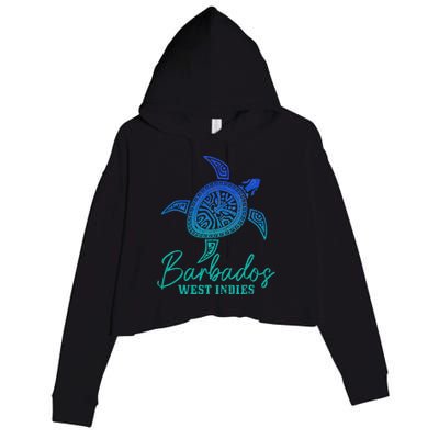 Barbados West Indies Bajan Sea Turtle Scuba Diving Crop Fleece Hoodie