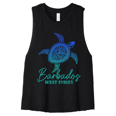 Barbados West Indies Bajan Sea Turtle Scuba Diving Women's Racerback Cropped Tank