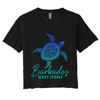 Barbados West Indies Bajan Sea Turtle Scuba Diving Women's Crop Top Tee