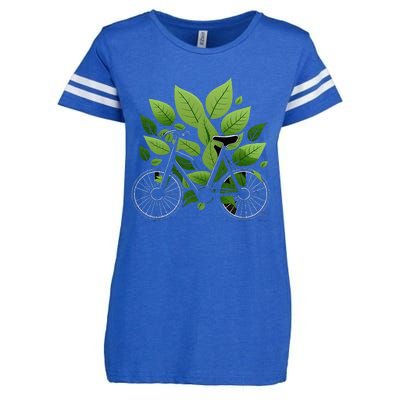 Biking Walking in Nature Bike Lover black bike green leaf Enza Ladies Jersey Football T-Shirt