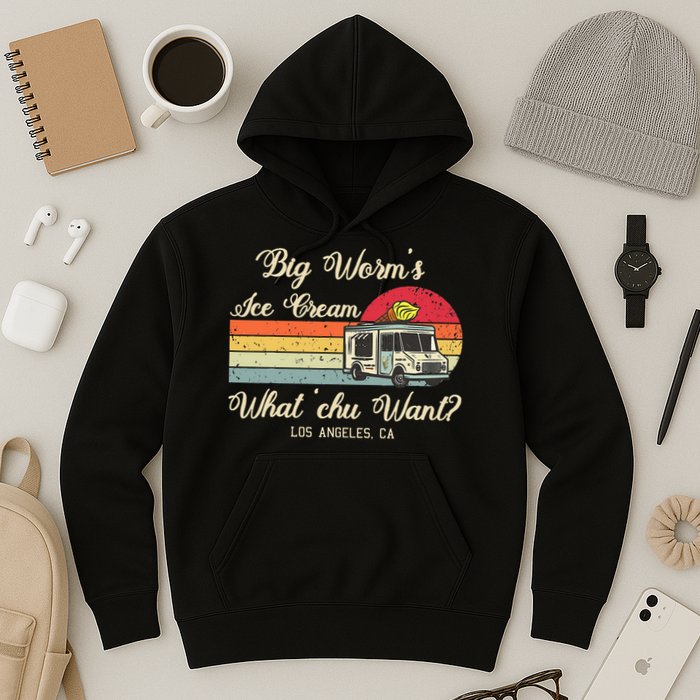 Big Worms Ice Cream Funny Retro Vintage Style Hoodie