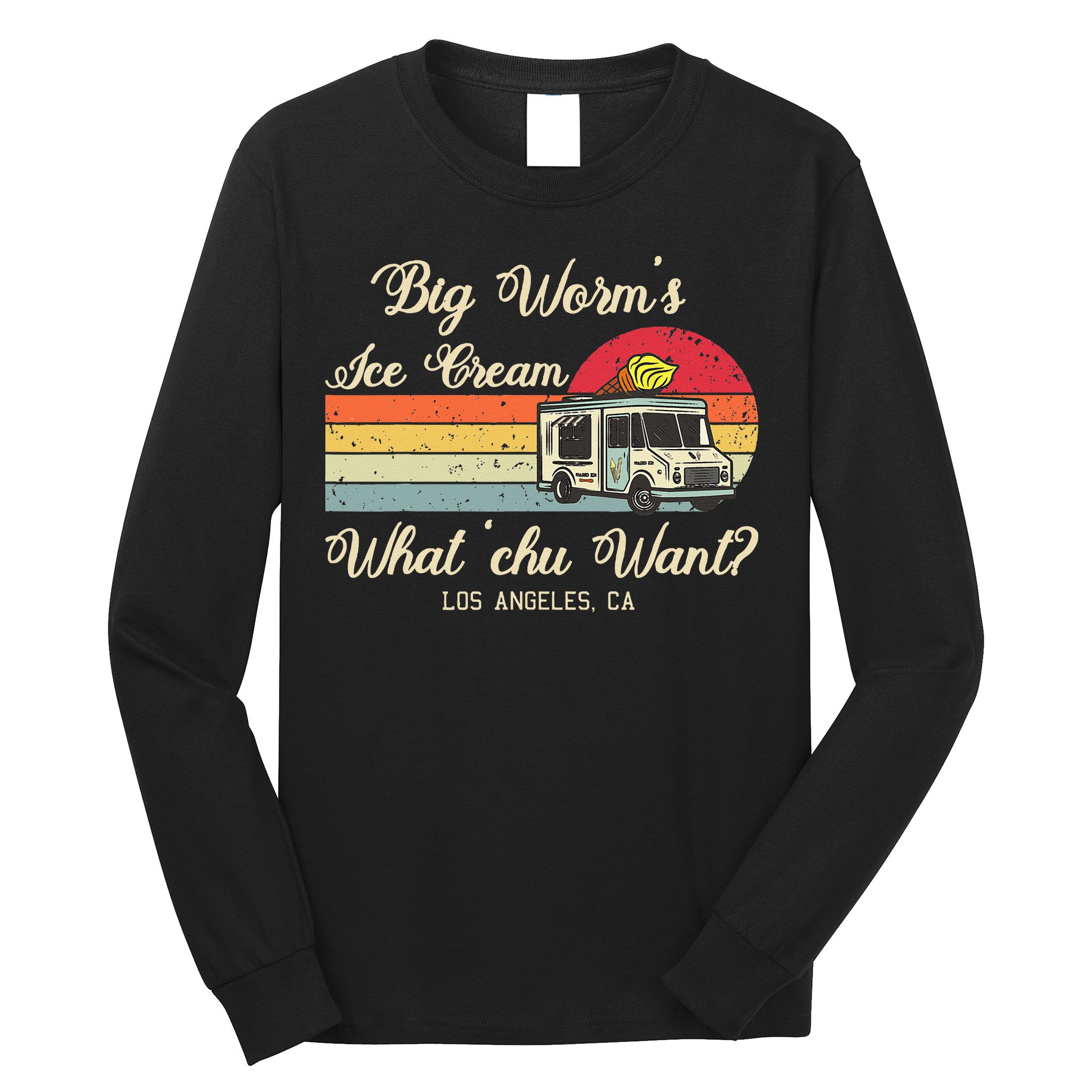 Big Worms Ice Cream Funny Retro Vintage Style Long Sleeve Shirt