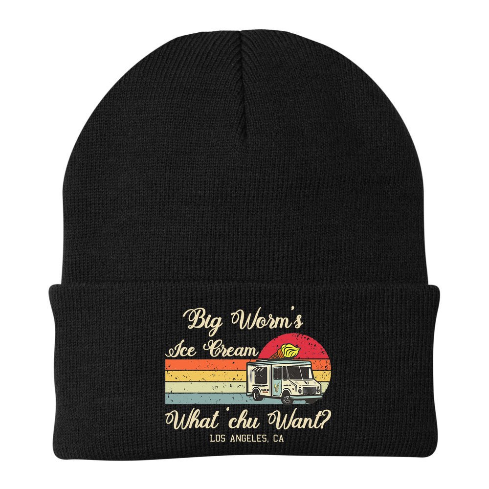 Big Worms Ice Cream Funny Retro Vintage Style Beanie