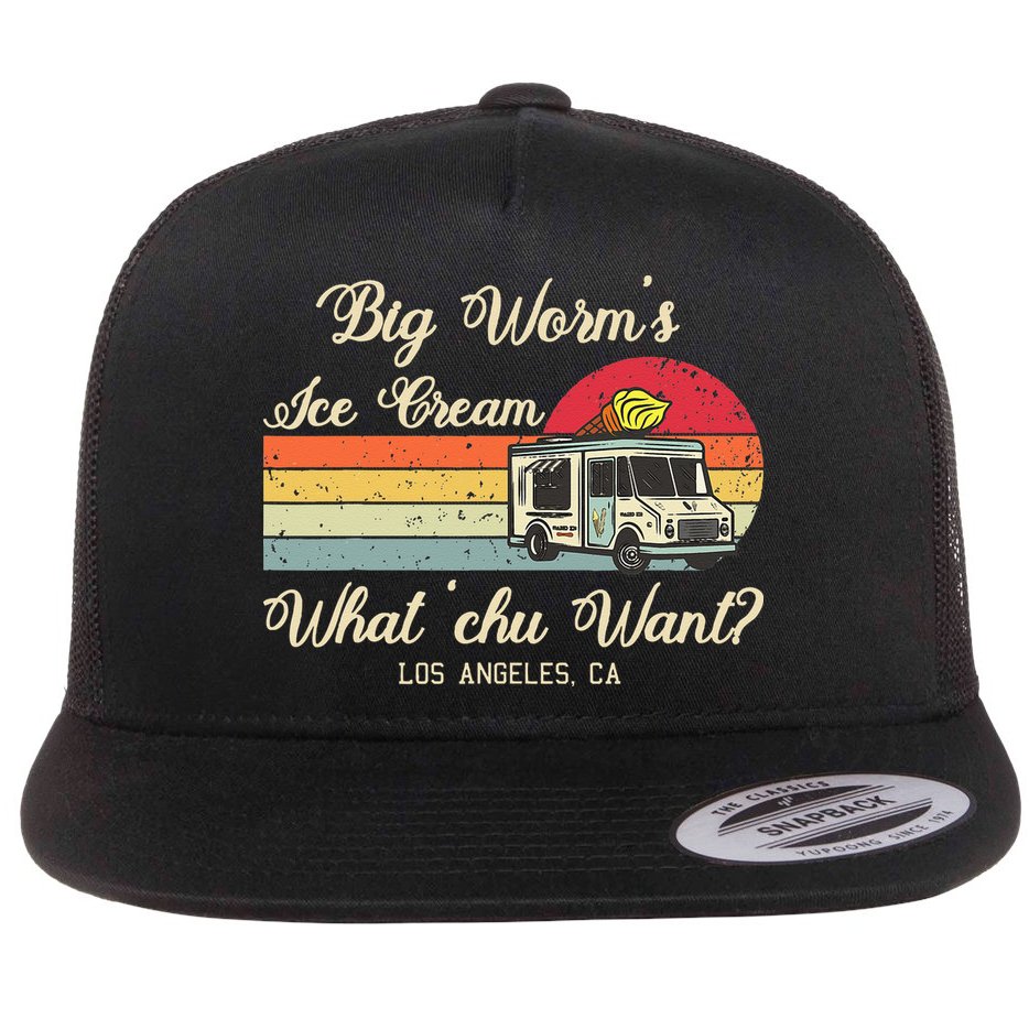 Big Worms Ice Cream Funny Retro Vintage Style Flat Bill Trucker Hat
