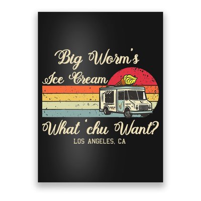 Big Worms Ice Cream Funny Retro Vintage Style Poster