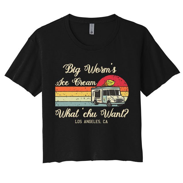 Big Worms Ice Cream Funny Retro Vintage Style Crop Top