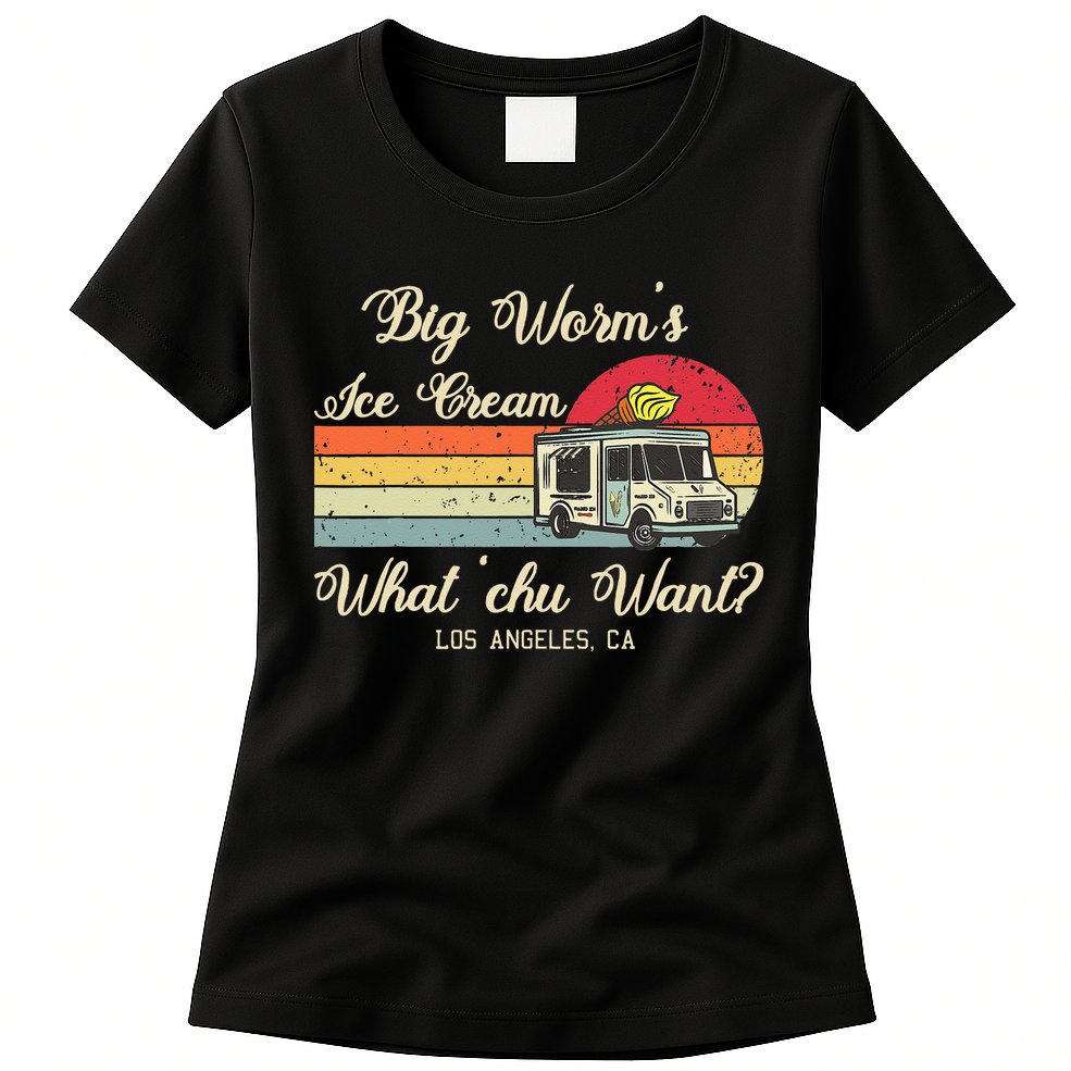 Big Worms Ice Cream Funny Retro Vintage Style Womens T-Shirt