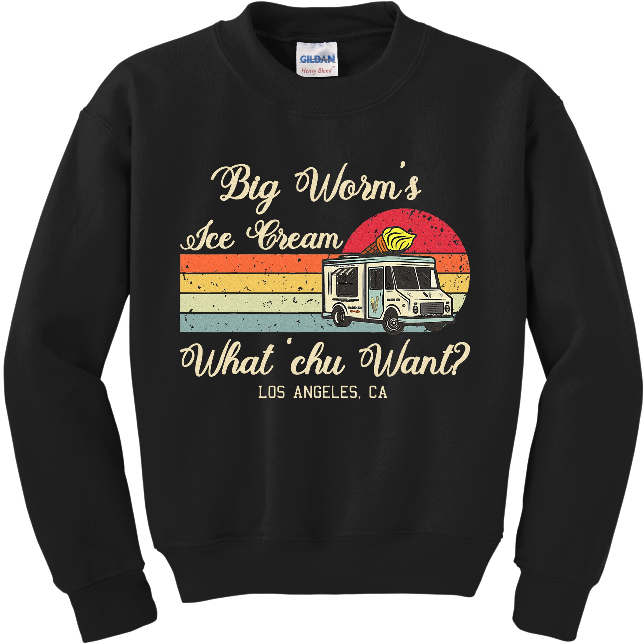 Big Worms Ice Cream Funny Retro Vintage Style Kids Sweatshirt