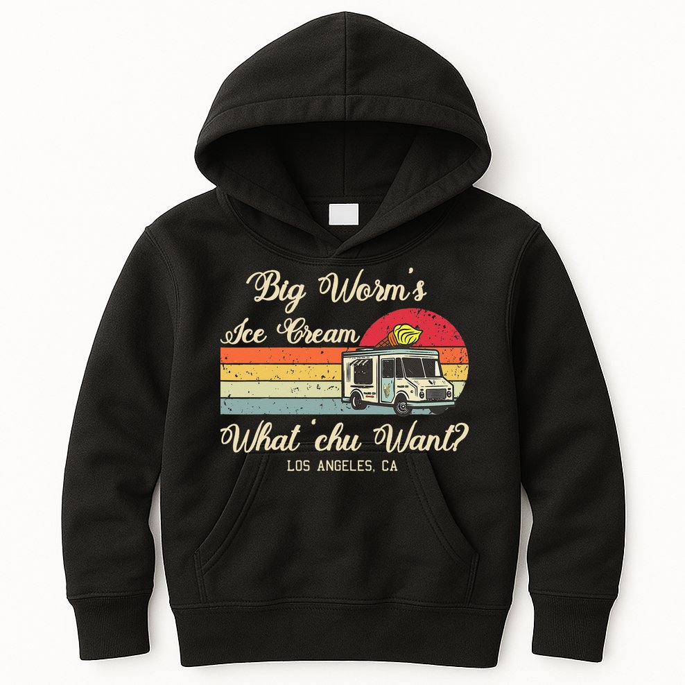Big Worms Ice Cream Funny Retro Vintage Style Kids Hoodie