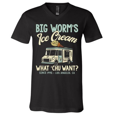 Big Worms Ice Cream What Chu Want V-Neck T-Shirt