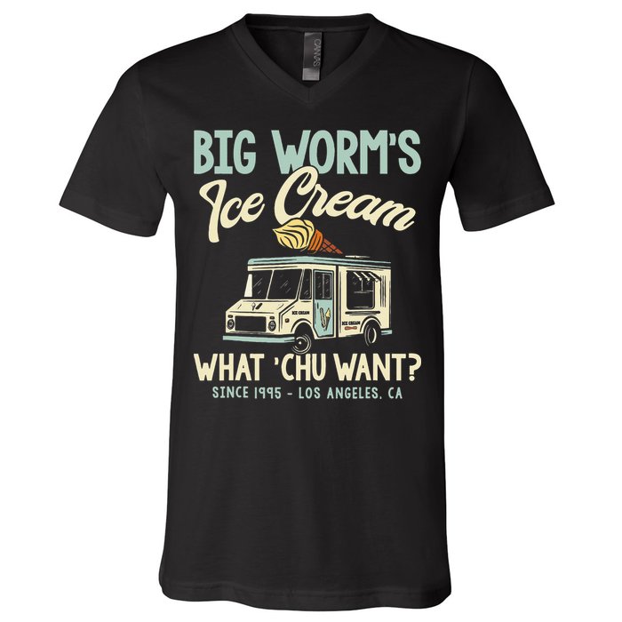 Big Worms Ice Cream What Chu Want V-Neck T-Shirt