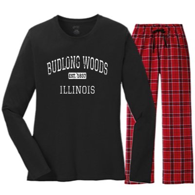 Budlong Woods Illinois Chicago Il Vintage Women's Long Sleeve Flannel Pajama Set 