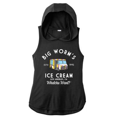 Big Worms Ice Cream Truck Vintage 1995 Ladies PosiCharge Tri-Blend Wicking Draft Hoodie Tank