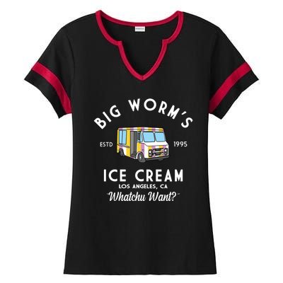 Big Worms Ice Cream Truck Vintage 1995 Ladies Halftime Notch Neck Tee