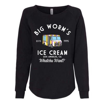 Big Worms Ice Cream Truck Vintage 1995 Womens California Wash Sweatshirt