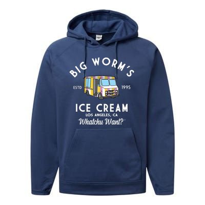 Big Worms Ice Cream Truck Vintage 1995 Performance Fleece Hoodie