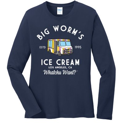 Big Worms Ice Cream Truck Vintage 1995 Ladies Long Sleeve Shirt