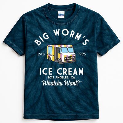 Big Worms Ice Cream Truck Vintage 1995 Kids Tie-Dye T-Shirt