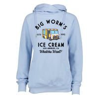 Big Worms Ice Cream Truck Vintage 1995 Womens Funnel Neck Pullover Hood