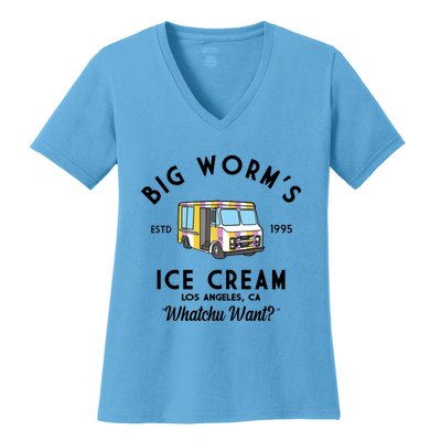 Big Worms Ice Cream Truck Vintage 1995 Women's V-Neck T-Shirt