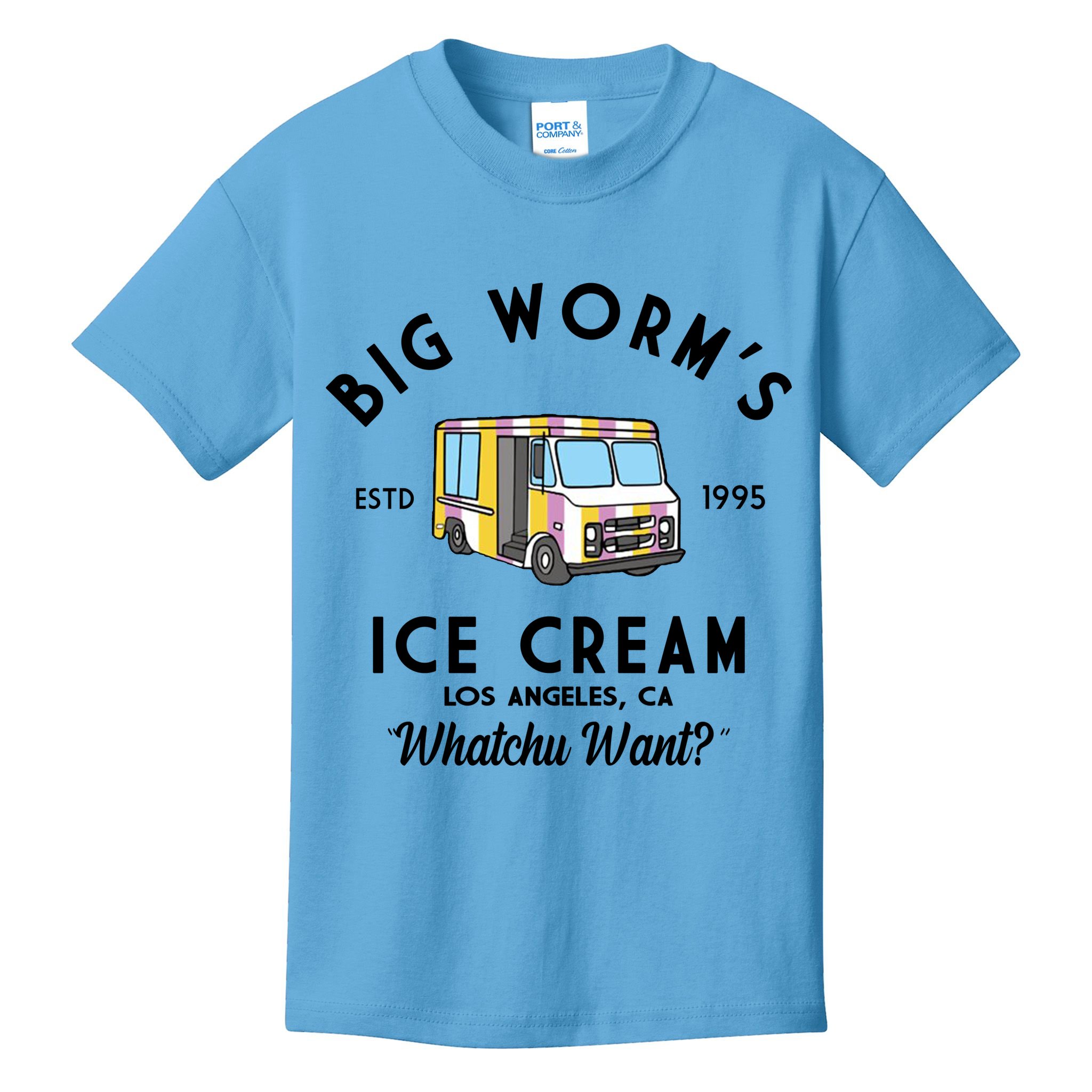 Big Worms Ice Cream Truck Vintage 1995 Kids T-Shirt